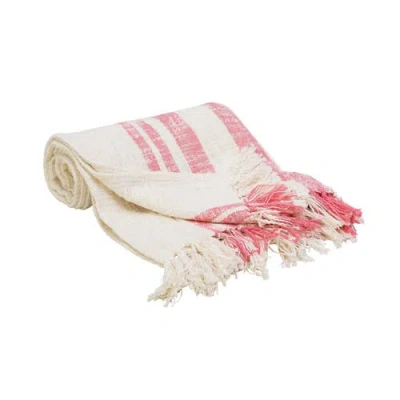 Carol & Frank 50" X 60" Morgan Tasseled Woven Throw In Pink