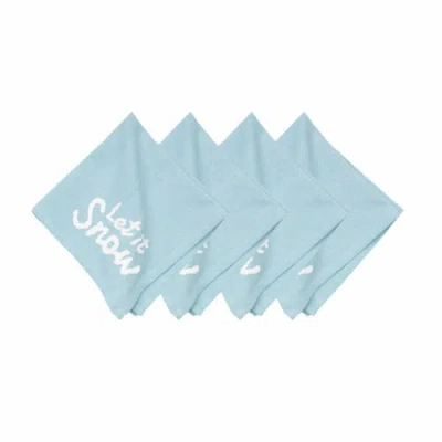 Carol & Frank A Christmas Holiday Tufted Solid Napkins Set Of 4 In Blue