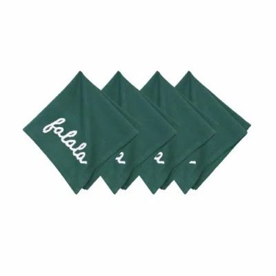 Carol & Frank A Christmas Holiday Tufted Solid Napkins Set Of 4 In Green