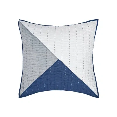 Carol & Frank Asymmetrical Cotton Euro Sham - Machine Washable In Blue