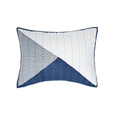 Carol & Frank Asymmetrical Cotton Standard Sham - Machine Washable In Blue