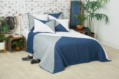 Carol & Frank Asymmetrical King Quilt In Blue
