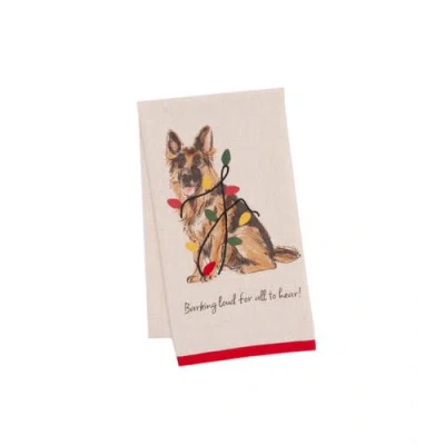 Carol & Frank Barking German Shepherd Pet Christmas Towel In Animal Print