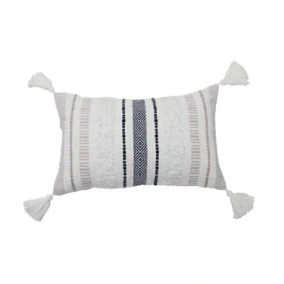 Carol & Frank Barton Cotton Woven Throw Pillow With Tassels In Gray