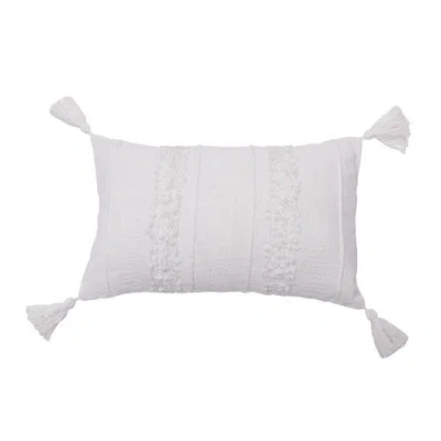 Carol & Frank Barton Cotton Woven Throw Pillow With Tassels In White