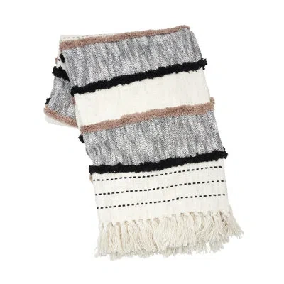Carol & Frank Benn Indigo Throw In Black Geometric Shapes