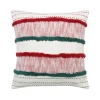 Carol & Frank Benn Striped Tufted Texture Cotton Decorative Throw Pillow, 20" X 20" With Insert In Red
