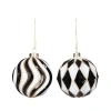 Carol & Frank Black & White Pattern Ornaments Set Of 2 In Black