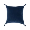 Carol & Frank Blue River Indigo 100% Cotton Premium Accent Throw Pillow W/ Tassels 22" X 22" In Blue