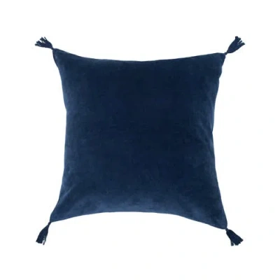 Carol & Frank Blue River Indigo 100% Cotton Premium Accent Throw Pillow W/ Tassels 22" X 22"
