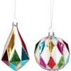 Carol & Frank Boho Argyle Ornament Set Of 2 In Multi