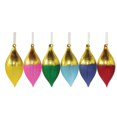Carol & Frank Boho Gold And Color Ornaments Set Of 6 In Multi