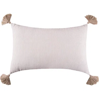 Carol & Frank Bree Vertical Stripe Tasseled Cotton Accent Pillow In Brown