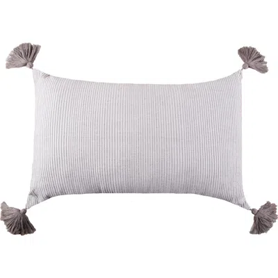 Carol & Frank Bree Vertical Stripe Tasseled Cotton Accent Pillow In Gray