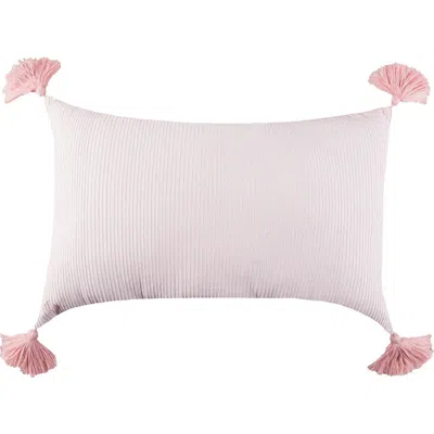 Carol & Frank Bree Vertical Stripe Tasseled Cotton Accent Pillow In Pink