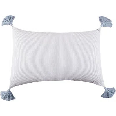 Carol & Frank Bree Vertical Stripe Tasseled Cotton Accent Pillow In White