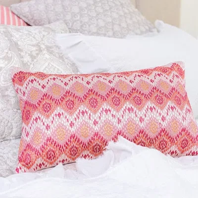 Carol & Frank Darla 100% Cotton Lumbar Pillow In Azalea