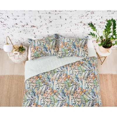 Carol & Frank Delilah Cotton Percale Reversible Quilt Set In Blue