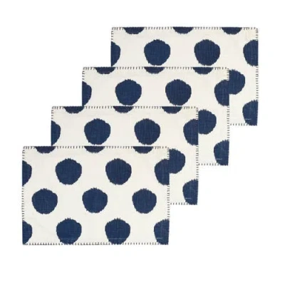 Carol & Frank Dot 100% Cotton Placemat Collection 14" X 20" In Blue