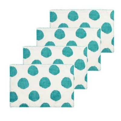 Carol & Frank Dot 100% Cotton Placemat Collection 14" X 20" In Blue