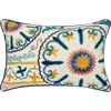 Carol & Frank Drew Embroidered Throw Pillow, 14" X 22" In Blue
