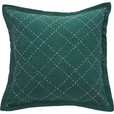 Carol & Frank Elliot Cotton Corduroy Hand Stitched Decorative Throw Pillows In Green