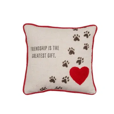 Carol & Frank Forever Pets Paw Print Friendship Reversible Piped Throw Pillow 14" X 14" In Multi