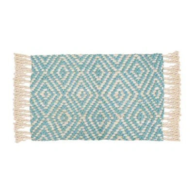 Carol & Frank Fringed Diamond Surf Jute Rug In Blue