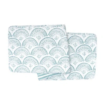 Carol & Frank Halsey Scallop Table Runner 14" X 51" In Blue