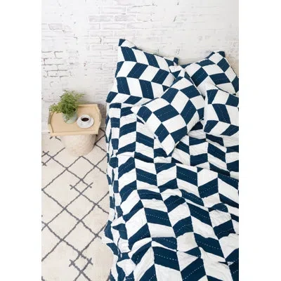 Carol & Frank Herringbone Patch Quandro Patch Cotton Reversible Quilt