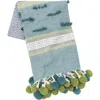 Carol & Frank Highland Geometric Pom-pom 50" X 60" Throw Blanket In Blue