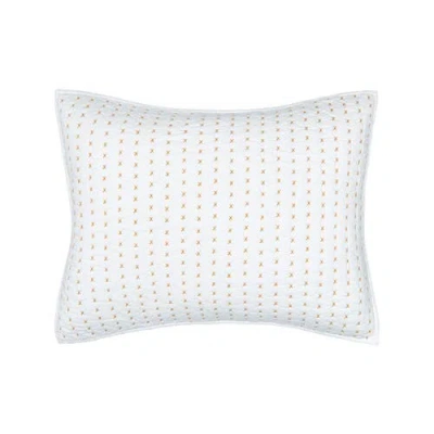 Carol & Frank Hilton Ochre Cotton Standard Pillow Sham In White