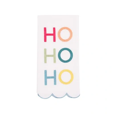 Carol & Frank Hohoho Cute Festive Scalloped Edged Christmas Towel In Multi