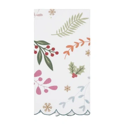 Carol & Frank Holly Jolly Botanical Scalloped Edge Christmas Towel In Animal Print
