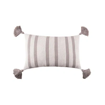Carol & Frank Joey Striped Cotton Accent Pillow In Gray