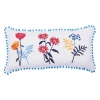 Carol & Frank Lola Boho Embroidered Floral Cotton Decor Throw Pillow, 12" X 24" With Pom Pom Edges In Multi