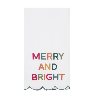 Carol & Frank Merry And Bright Phrases Embroidered Christmas Towel In Multi