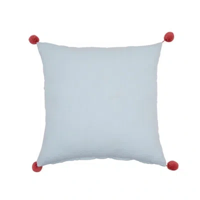 Carol & Frank Merry And Bright Snowflakes Tufted With Poms Throw Pillow 18" X 18" In Blue