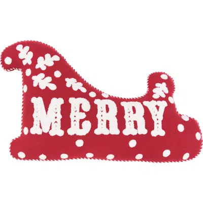 Carol & Frank Merry Shaped Throw Pillow, 14" X 20" In Red