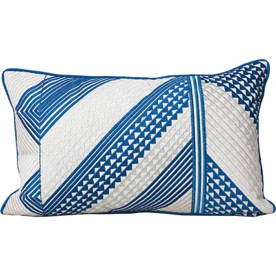 Carol & Frank Niles Striped Indigo Blue Cotton & Linen Decor Throw Pillow, 14" X 22"
