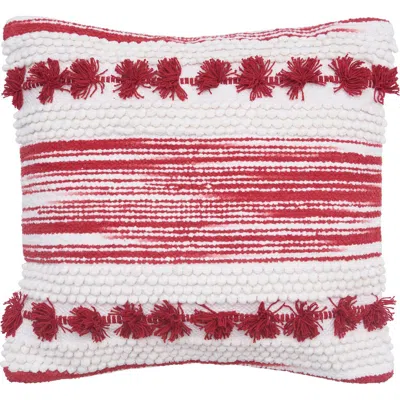 Carol & Frank Oriana Tufted Textured Cotton Decorative Throw Pillow In Red