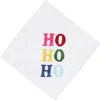 Carol & Frank Rainbow "ho Ho Ho" 100% Cotton Christmas Set Of 4 Cloth Napkins In White