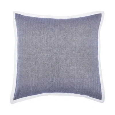 Carol & Frank Roscoe Indigo Mini Herringbone Pattern 100% Cotton Euro Sham W/ Flange 26" X 26" In Blue