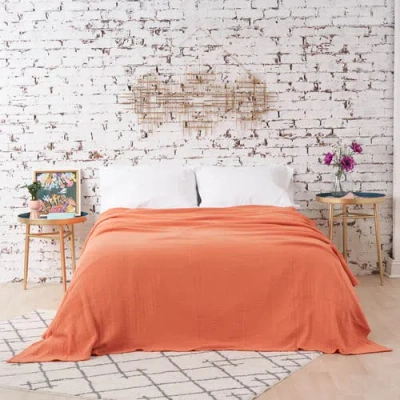 Carol & Frank Ryker Melon Twin Gauze Coverlet Bedspread In Orange