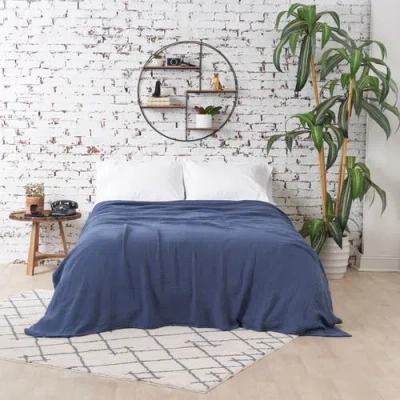 Carol & Frank Ryker Vintage Indigo King Gauze Coverlet Bedspread In Blue