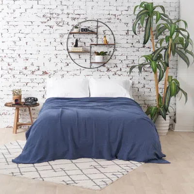 Carol & Frank Ryker Vintage Indigo Twin Gauze Coverlet In Blue