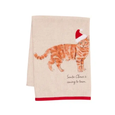 Carol & Frank Santa Claws Cat Pet Holiday Towel In Pink