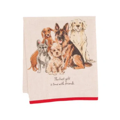 Carol & Frank Time With Friends Vintage Dog Pack Pet Phrases Towel In Brown