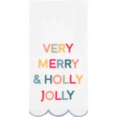 Carol & Frank Very Merry Christmas Phrases Embroidered Towel In Multi