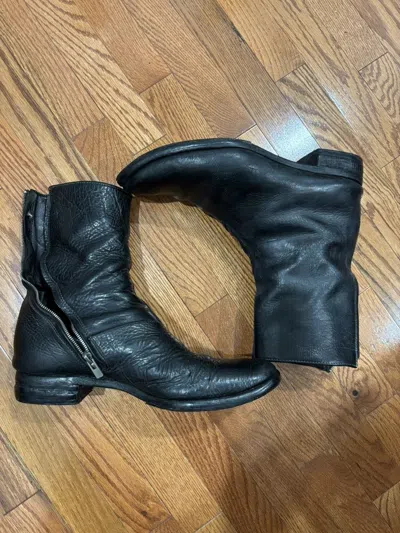 Pre-owned Carol Christian Poell Bison Leather Tornado Boots In Black